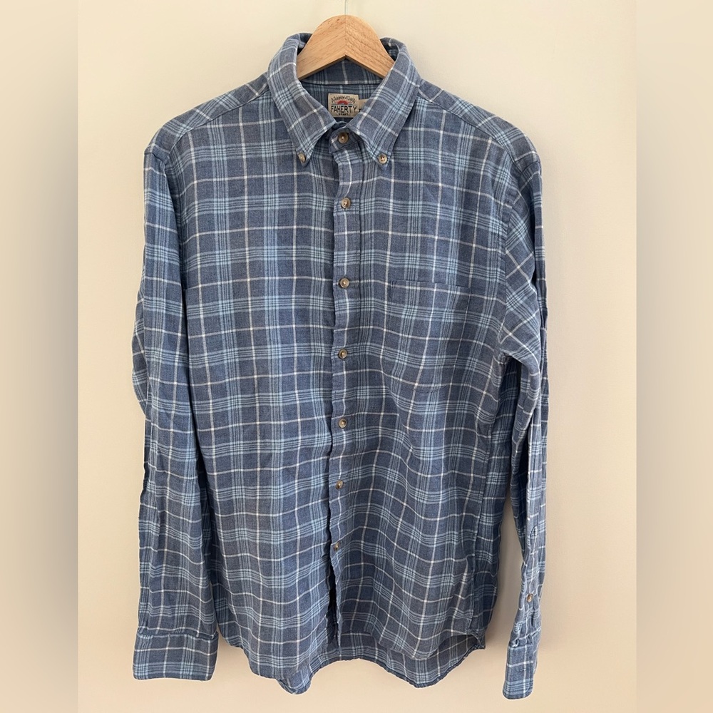 Faherty Blue Checkered Casual Shirt